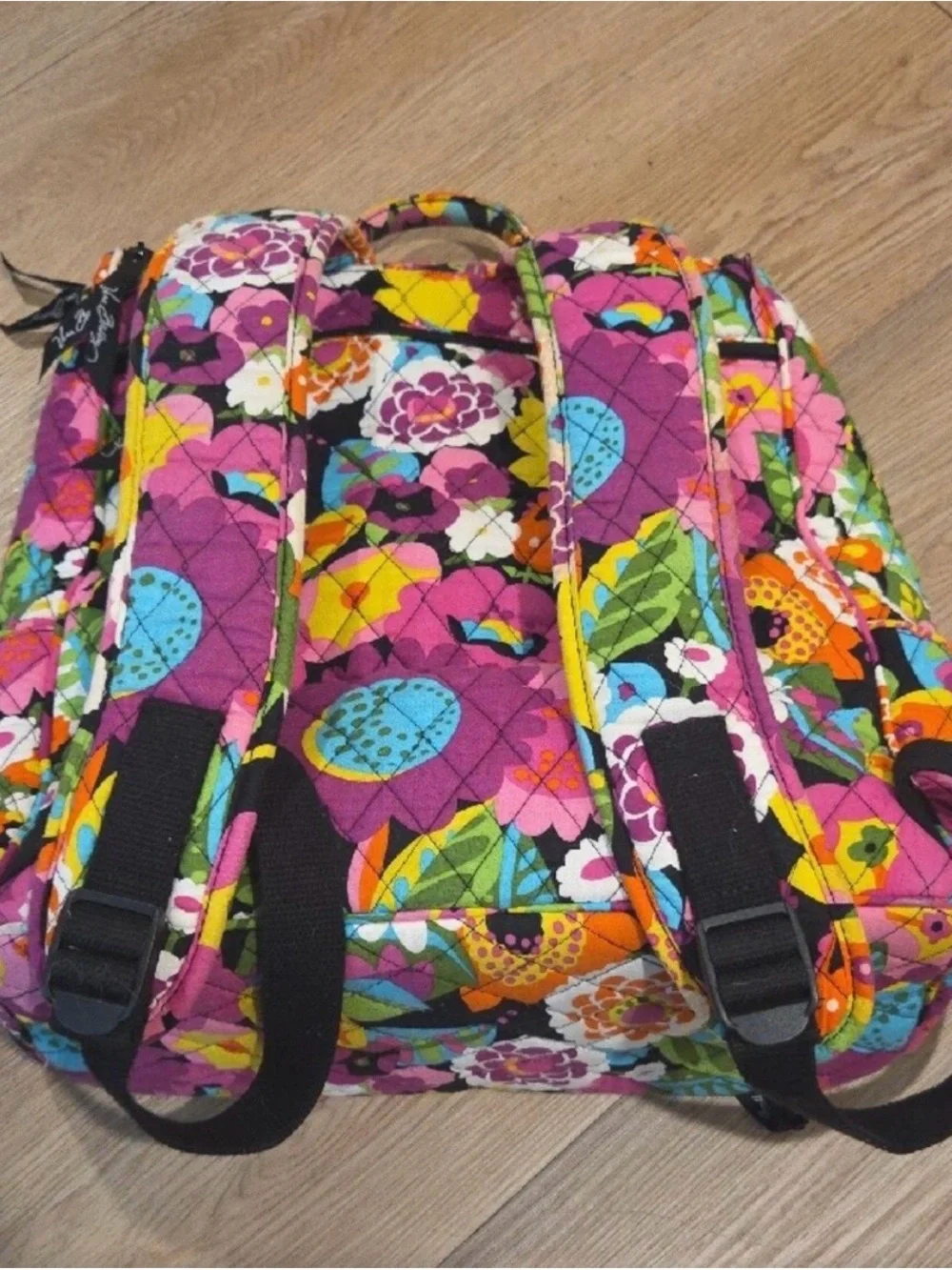 Vera Bradley Floral Quilted Backpack in Pink, Purple, Yellow and Green